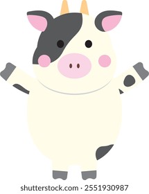 Cute cow character illustration, dairy cow illustration