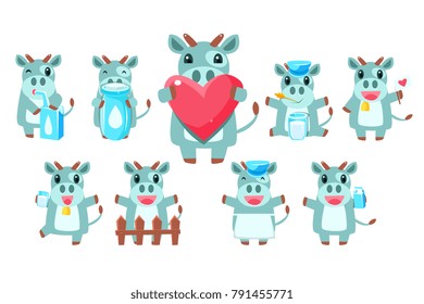 Cute Cow Character Set