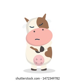Cute cow characters with cranky expressions,animal illustration