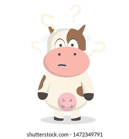 Cute cow characters with wonder expressions,animal illustration