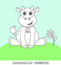 cute cow coloring book symbol 2021