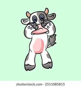 cute cow cry  pose Cartoon, Vector Icon Illustration, Vector Illustration in Flat Cartoon Style, 
Vector illustration, Icon Concept Isolated Premium Vector, 
