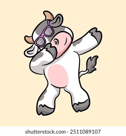 cute cow dabbing style pose Cartoon, Vector Icon Illustration, Vector Illustration in Flat Cartoon Style, 
Vector illustration, Icon Concept Isolated Premium Vector, 