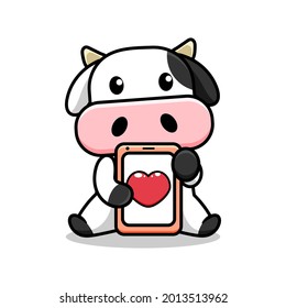 diseño de vaca lindo con teléfono