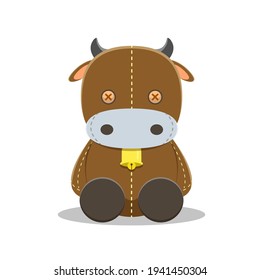 Cute cow doll cartoon vector illustration isolated white background