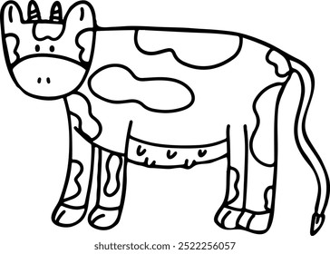 cute cow doodle, hand drawing cow , hand-drawn cow, doodle cow artwork, 