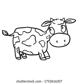 Vaca dulce, estilo doodle, símbolo Año nuevo 2021