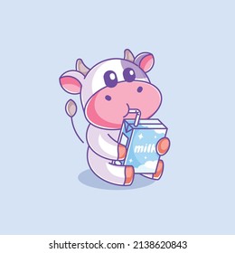 Cute Cow Drinking Milk Box