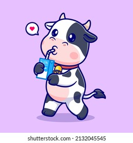 Ilustración de Icono de vectores de dibujos animados de leche de vaca tibia. Vector Premium Aislado Con El Concepto De Icono De Bebida Animal. Estilo de dibujo plano