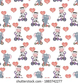 diseño de patrones lindos de vaca y elefante