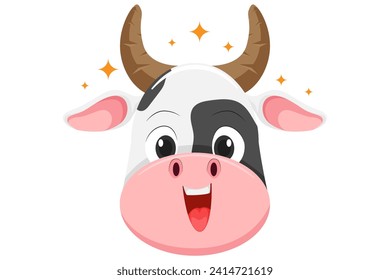 Cute Cow Expression Sticker Design