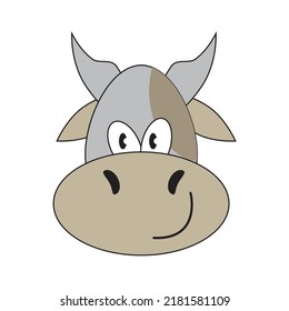 cute cow face animal vector illustration happy character dairy farm logo