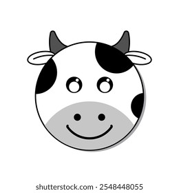 Cute Cow Face Illustration, Adorable Animal Design