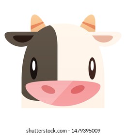 Cute cow face vector isolated illustration