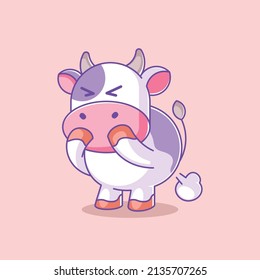 Cute cow farting cartoon design