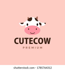 cute cow flat logo vector icon illustration