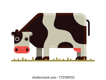 cute cow in flat style vector illustration