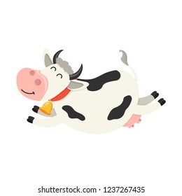 Cute cow flies. Set of cute Cows character in various poses. Vector illustration for your design