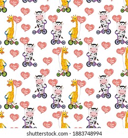 diseño de patrones lindos de vaca y jirafa
