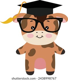 Cute cow with graduation cap