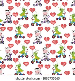 cute cow and grasshopper pattern design