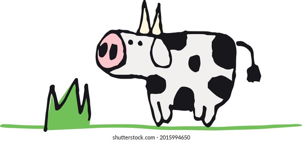 Vaca dulce en el prado verde 