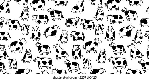 Vector de ilustración de vaca suave vectores de iluminación de mano sin costura Nursera de patrón negro y blanco