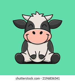 cute cow with happy expression suitable for mascot, sticker, t-shirt and related business