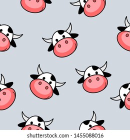 cute cow head background design, seamless pattern, vector design