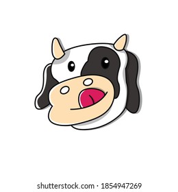 cute cow head cartoon illustration, perfect for farm logos, icons, design elements, stickers and more