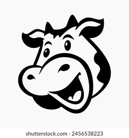 cute cow head cartoon mascot
