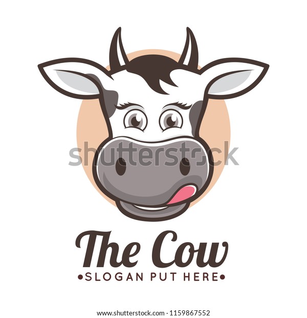 Cute Cow Head Cartoon Mascot Stock Vector (Royalty Free) 1159867552 ...