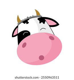 Cabeça de vaca bonita. Animal de criação. Design plano. ícone de vaca isolado no fundo branco para seu web e design de aplicativo móvel, conceito de logotipo de vaca. Design de elemento de ilustração com tema animal