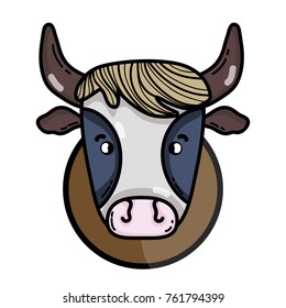cute cow head farm animal vector illustration