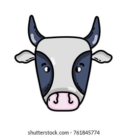 cute cow head farm animal vector illustration
