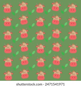 cute cow head pattern background