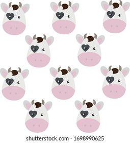 Cute cow head, vector illustration