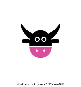 Cute cow head vector on a white background
