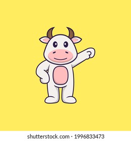 Cute cow hero. Animal cartoon concept isolated. Can used for t-shirt, greeting card, invitation card or mascot.