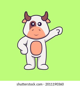 Cute cow hero. Animal cartoon concept isolated. Can used for t-shirt, greeting card, invitation card or mascot.