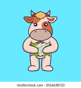 Una vaca linda con un mapa.