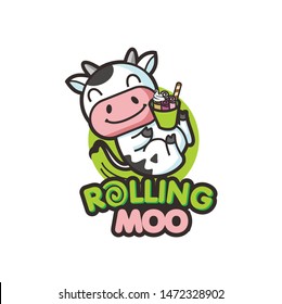 cute cow ice cream logo template