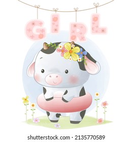 Cute cow illustration Baby Shower