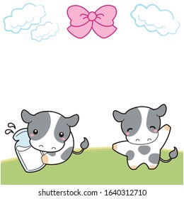 
Cute cow illustration and copy space