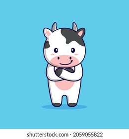 Cute cow illustration feeling cool