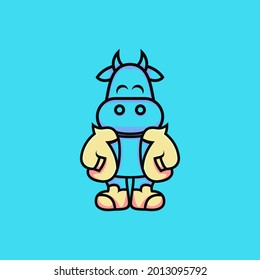 cute cow illustration in modern dress cartoon style