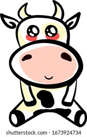 Cute cow, illustration, vector on white background.