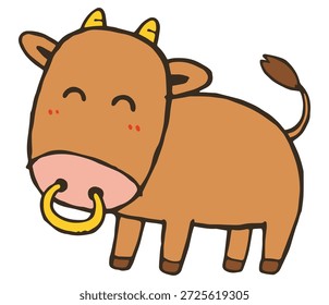 Ilustração de vaca bonita. Ilustração vetorial em um fundo branco.