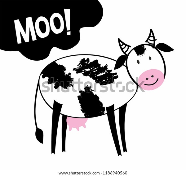 Cute Cow Ilustration Cartoon Style Hand Stock Vector (Royalty Free ...