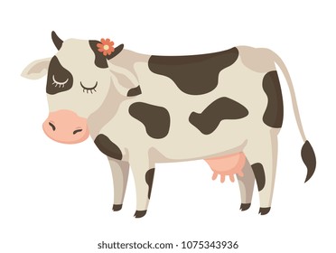 Cute cow isolated on white background vector illustration